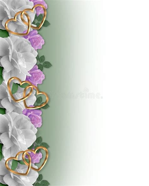 Wedding Border White Roses On Lavender Stock Illustration