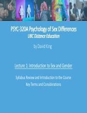 PSYC 320 Lecture 1 Pdf PSYC 320A Psychology Of Sex Differences UBC