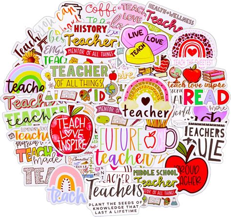 Amazon FaCraft Teacher Stickers 50PCS Waterproof Aesthetic