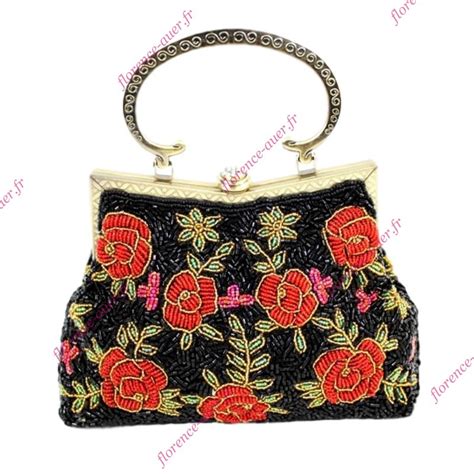 Sac Main Femme R Tro Vintage Perl Sac Soir Es Roses Rouges