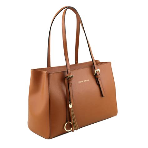 Geanta Dama Din Piele Naturala Coniac Tuscany Leather Tl Bag