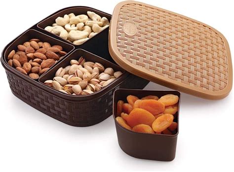 Buy Leawall Plastic Square Sections Multipurpose Dry Fruit Dabba Box