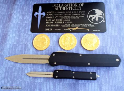 Microtech Marfione Custom ~ John Wick Continental 3 Set ~ Cypher And Utx 70 Challenge Coins