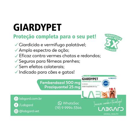 Giardypet vermífugo e giardicida para cães e gatos