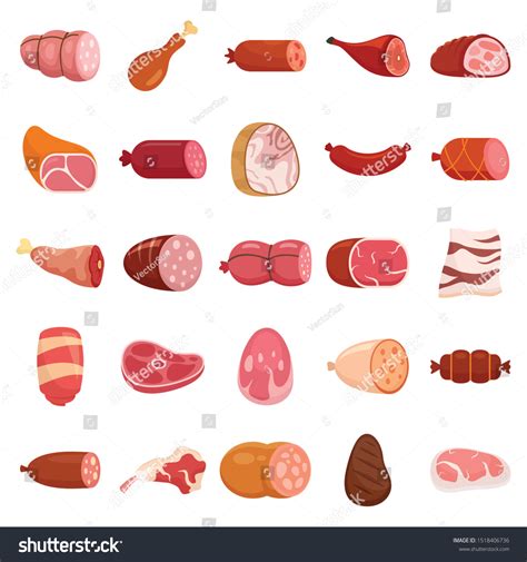 Types Meat Meat Products Various Products Stock Vector (Royalty Free ...