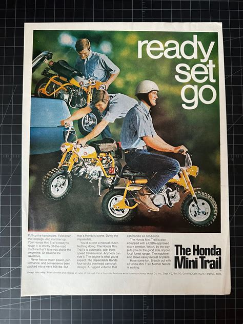 Vintage 1969 Honda Mini Trail Motorcycles Print Ad Etsy