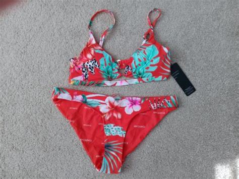 Bebe Bikini Reversible Pc O Ring Padded Size M Top And Xl Bottom Nwt