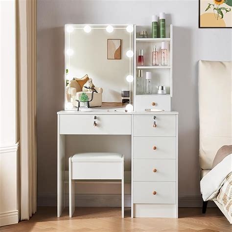 Amazon Guanglai Vanity Desk With Mirror And Lights 3 Lighting