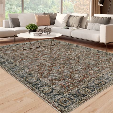 Glowsol X Vintage Washable Rugs For Living Room Bedroom Large