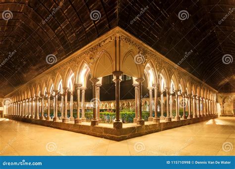 Le Mont Saint-Michel Cloister Editorial Stock Photo - Image of europe ...