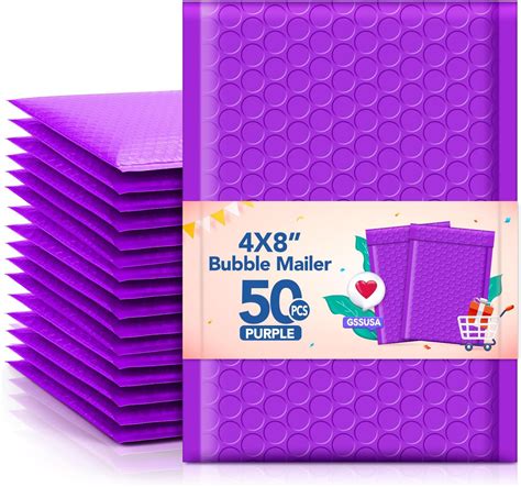 Amazon GSSUSA Purple Bubble Mailers 4x8 Inches 50 Pack Padded