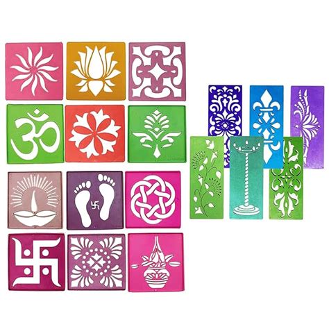 Ascension 12 Different Design Draw Rangoli Making Kit Rangoli Stamp Om