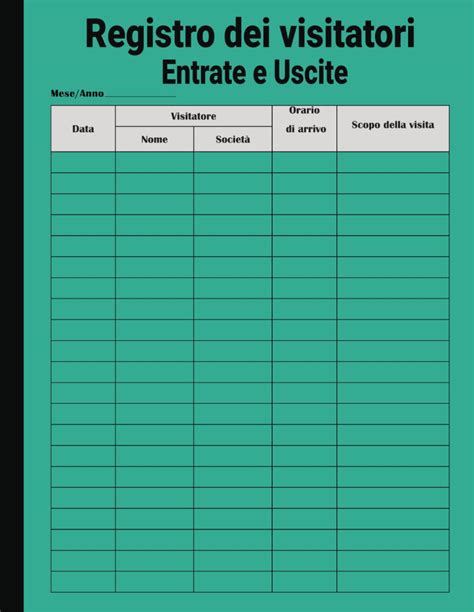 Amazon It Registro Dei Visitatori Entrate E Uscite Libro Giornale Per