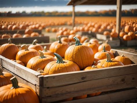 Premium Photo Harvest Bounty Pumpkins In A Wooden Box At The Pumpkin