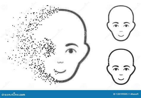 Icono De Semitono Punteado Destructed De La Cabeza Calva Con La Cara