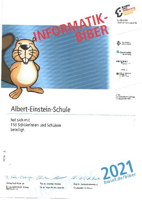 Informatik Biber Und Bundeswettbewerb Informatik Am Albert Einstein