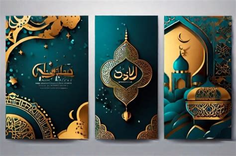 Ramadan Kareem Conjunto De Carteles O Invitaciones Dise O Ilustraci N