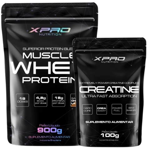 KIT Whey Protein Concentrado Muscle Xpro 900g Creatina Monohidratada