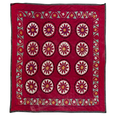 X Ft Vintage Silk Hand Embroidery Bed Cover Asian Suzani Wall