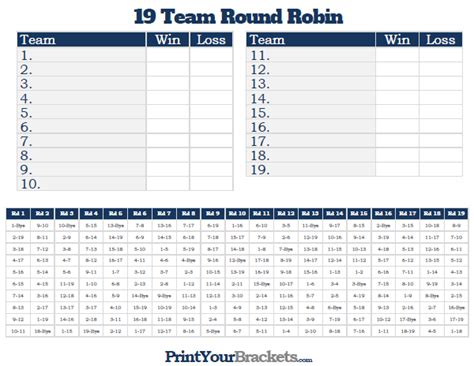 12 Team Round Robin Template