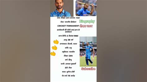 Shikhar Dhawan Ka Jivan Parichayशिखरधवन का जीवन परिचयbiography