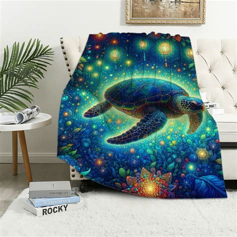 Comio Sea Turtle Blanket Sea Turtle Gifts For Women Men Sea Turtle