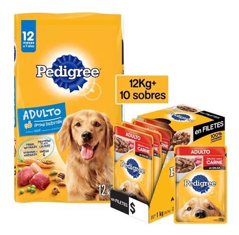 Pedigree Croquetas Raza Mediana 12kg 10 Sobres Sabor Res Envío gratis