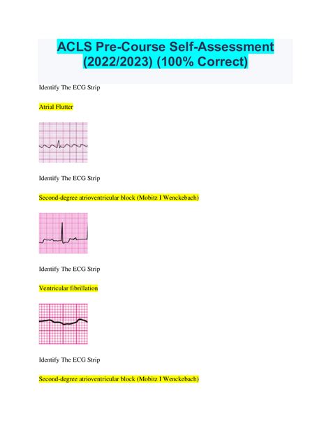 Acls Pre Course Self Assessment 20222023 100 Correct Self