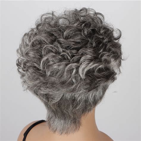 Short Gray Wigs Salt And Pepper Pixie Wigs Natural Wave Glueless Human