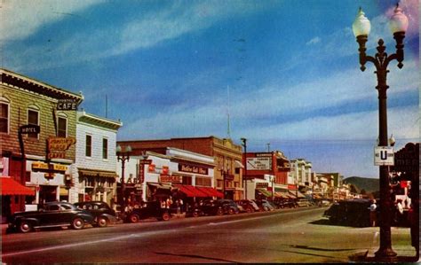 Street Scène Vue Porterville Californnia Ca 1948 Vtg Chrome Carte