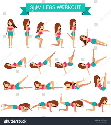 Set Cardio Exercise Slim Legs Workout Stock Vector (Royalty Free ...