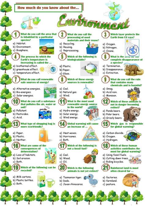 Environment Quiz English ESL Worksheets Environment Day