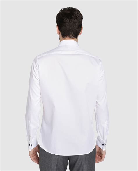 Camisa Fácil Plancha de hombre regular lisa blanca Emidio Tucci El