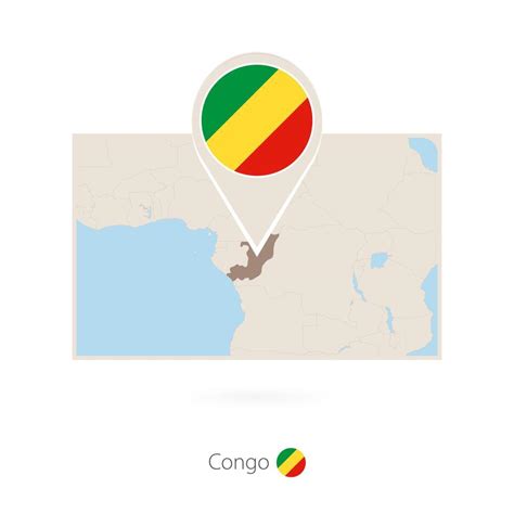 Rectangular Mapa De Congo Con Alfiler Icono De Congo Vector En