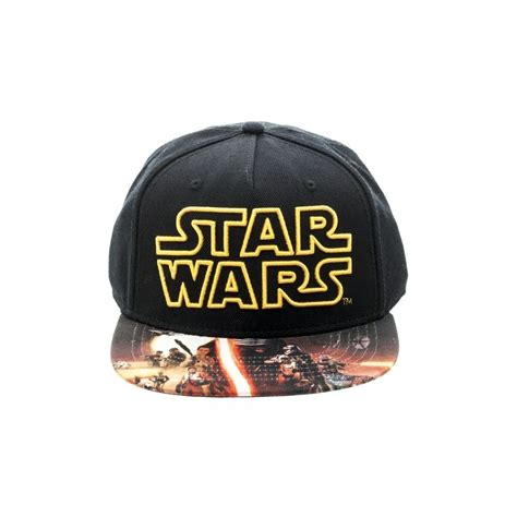 STAR WARS SYMBOL BLACK SNAPBACK CAP WITH THE FORCE AWAKENS PRINTED ...