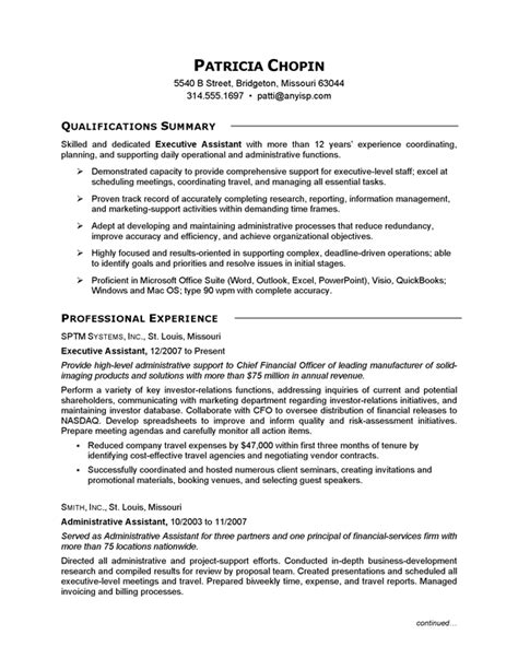 Resume Example Executive Assistant