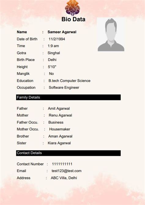 Biodata For Marriage