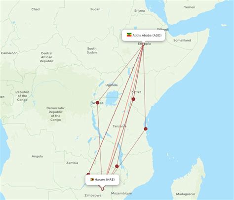 All Flight Routes From Harare To Addis Ababa HRE To ADD Flight Routes