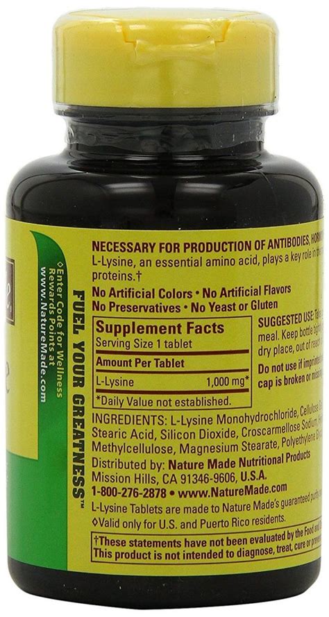 Nature Made L Lysine Tablet 1000mg Authorized Vendor