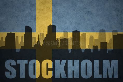 Abstract Silhouette Of The City With Text Stockholm At The Vintage