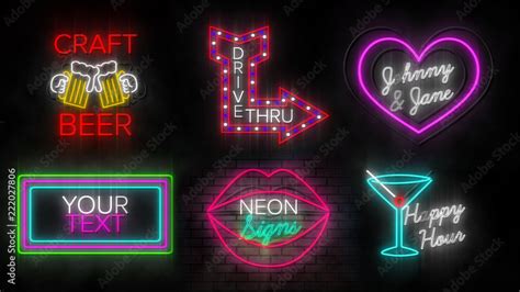 Shaped Neon Signs Stock Template | Adobe Stock