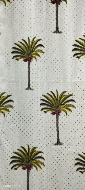 Cotton Coconut Tree Printed Curtain For Window Hotel Home Doors