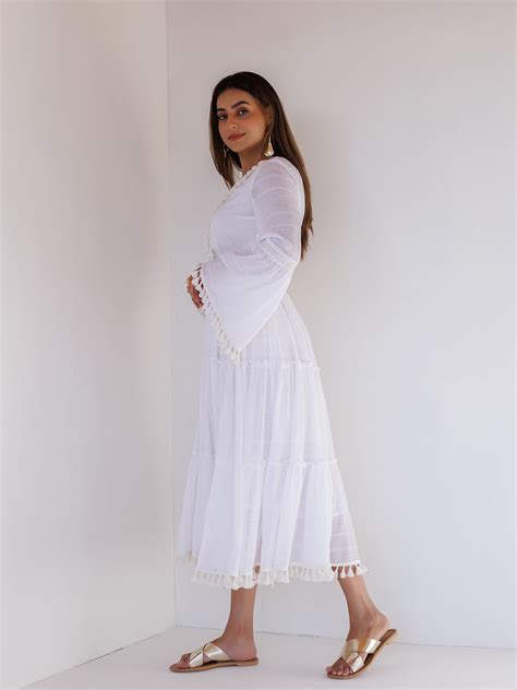 White Chiffon Midi Dress Ragavi