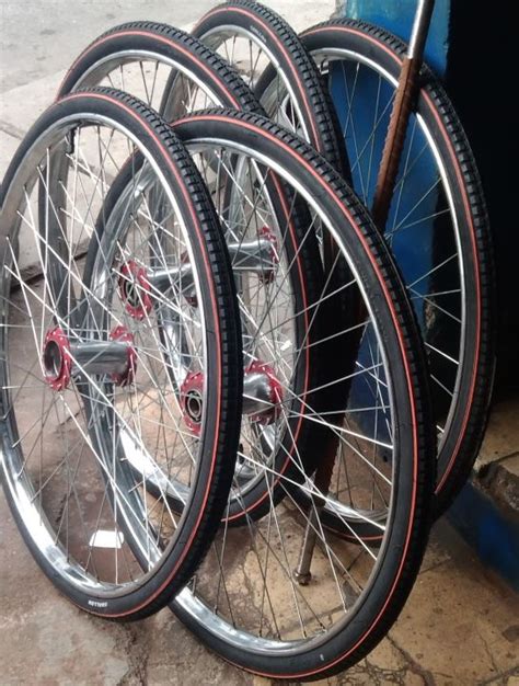 1 SET RODA GEROBAK VELG BECAK BERIKUT AS KOMPLIT TINGGAL PASANG AJA