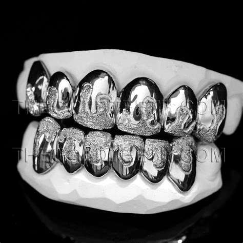 Sterling Silver Grillz Custom Silver Teeth Real Diamond Dust Silver