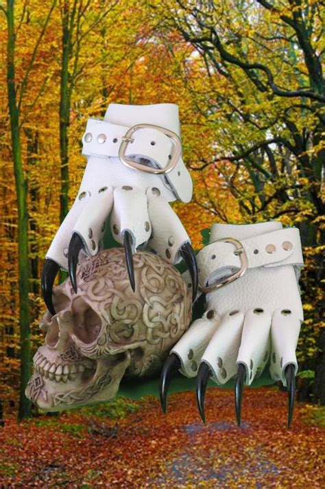 White Gothic Steampunk Claw Gauntlets Gloves By Medievalfashion