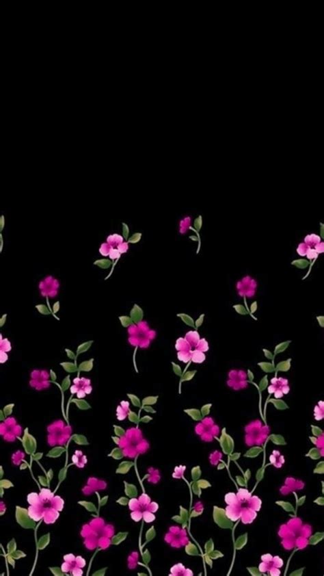 √ Black Wallpaper With Pink Flowers