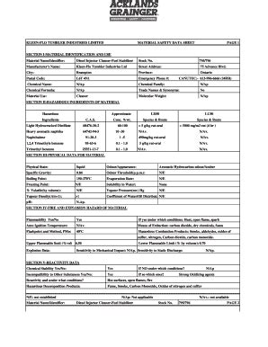 Fillable Online Msds Agi Kleen Flo Tumbler Industries Limited Material