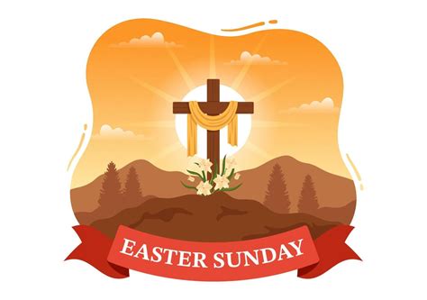 Happy Easter Sunday Day Illustration With Jesus He Is Risen And