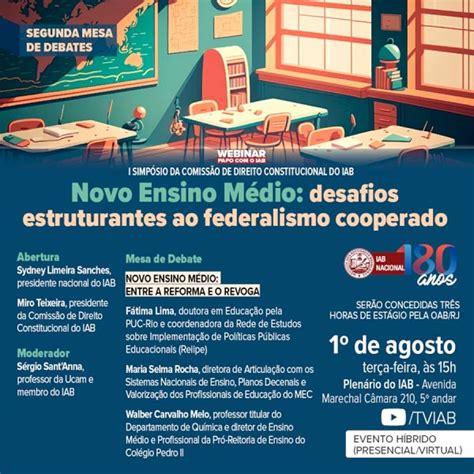 Os desafios da reforma do ensino médio serão tema de debate no